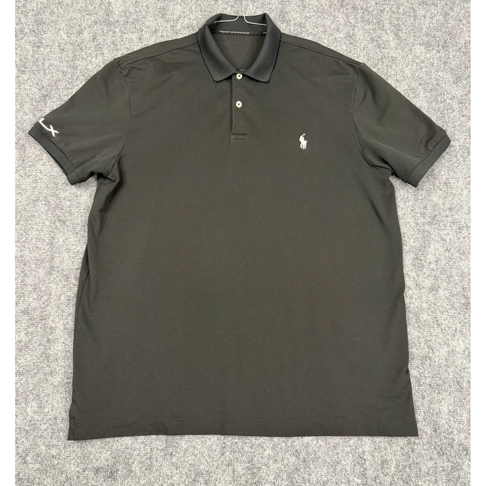 Polo Ralph Lauren RLX Performance Mens Black Golf Polo Shirt Short Sleeve XL